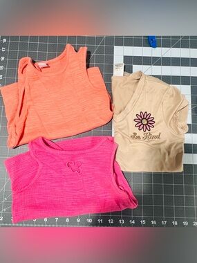Girls pink, orange and Light beige Cutout-Shoulder Tank Top, Size 8
